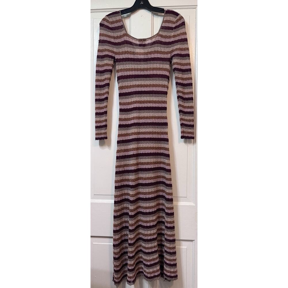NWT Misa Stripe Metallic Front Slit Maxi Dress Size S - Picture 7 of 10